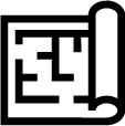 Icono de plano de ingeniería enrollado